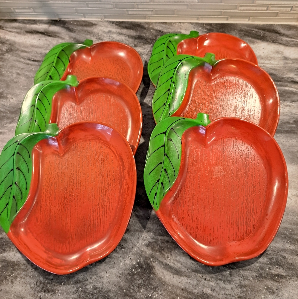6-Mid Century Apple Dishes.